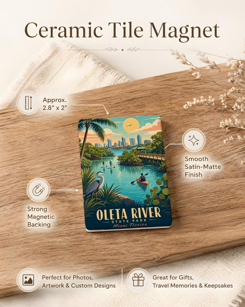 Oleta River State Park Fridge Magnet, Florida State Park Souvenir, Oleta River Outdoor Adventure Keepsake Magnet