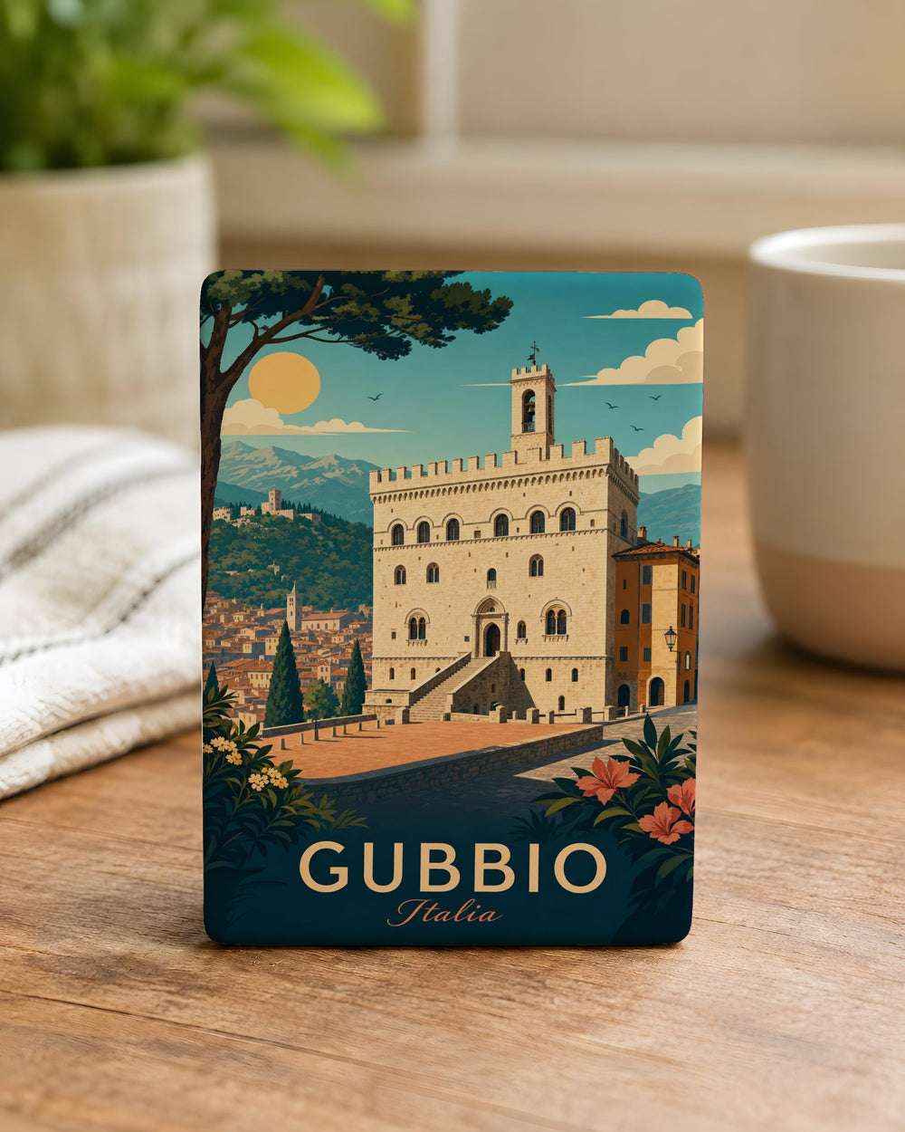 Palazzo dei Consoli Gubbio Italy Fridge Magnet, Historic Landmark Souvenir Magnet, Gubbio Travel Keepsake Magnet