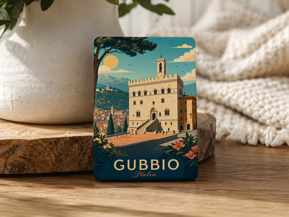 Palazzo dei Consoli Gubbio Italy Fridge Magnet, Historic Landmark Souvenir Magnet, Gubbio Travel Keepsake Magnet