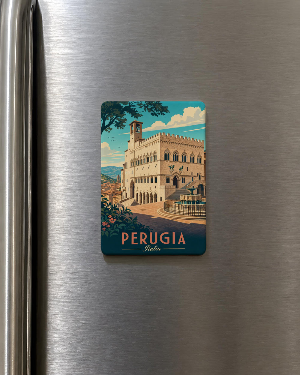 Palazzo dei Priori Perugia Fridge Magnet, Italy Landmark Souvenir Magnet, Perugia Umbria Travel Gift, Historic Building Magnet