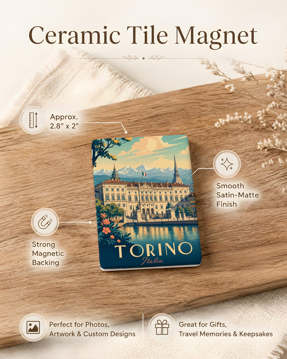 Palazzo Reale Torino Fridge Magnet, Royal Palace of Turin Italy Souvenir, Turin Landmark Travel Keepsake Magnet
