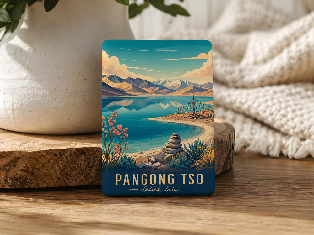 Pangong Tso Lake Fridge Magnet, Ladakh Himalayas Travel Souvenir Magnet, Scenic Mountain Lake Decor Magnet