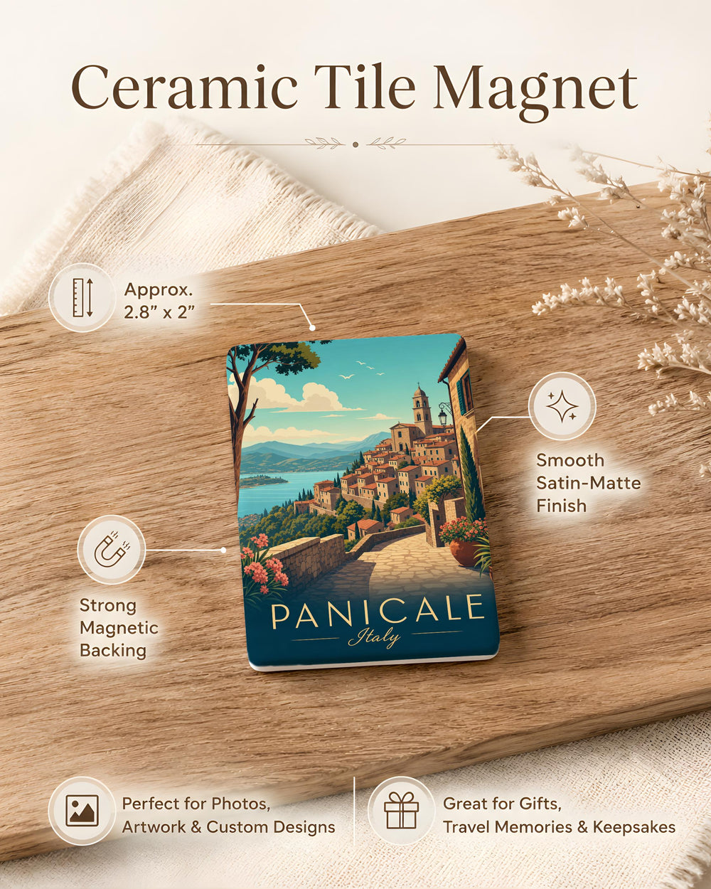 Panicale Italy Fridge Magnet, Panicale Umbria Souvenir Magnet, Italian Village Travel Gift, Italy Vacation Keepsake Magnet