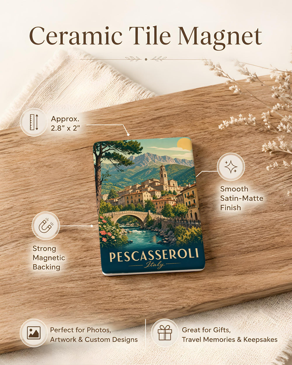 Pescasseroli Italy Fridge Magnet, Abruzzo Mountain Village Souvenir, National Park Travel Keepsake Magnet