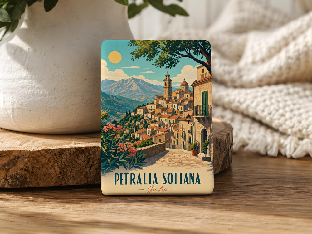 Petralia Sottana Sicily Italy Fridge Magnet, Petralia Sottana Travel Souvenir Magnet, Italian Town Landmark Magnet