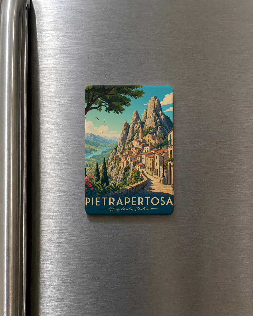 Pietrapertosa Fridge Magnet, Pietrapertosa Italy Souvenir Magnet, Basilicata Travel Gift, Italian Village Mountain Magnet