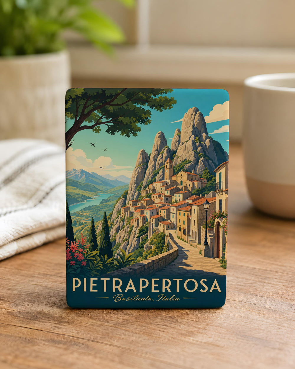 Pietrapertosa Fridge Magnet, Pietrapertosa Italy Souvenir Magnet, Basilicata Travel Gift, Italian Village Mountain Magnet