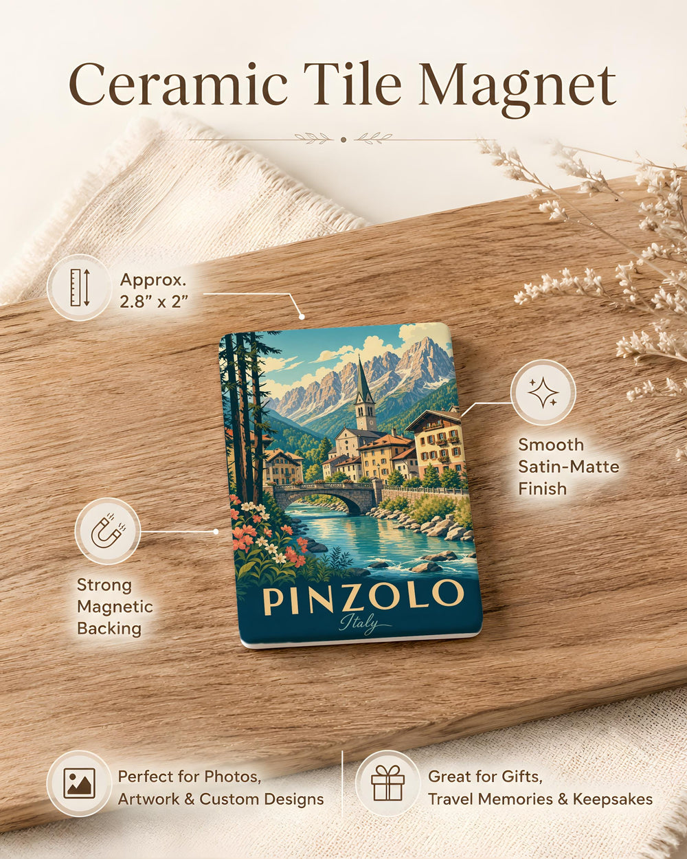 Pinzolo Italy Fridge Magnet, Pinzolo Travel Souvenir Magnet, Trentino Alto Adige Italy Landmark Magnet, Italy Vacation Keepsake