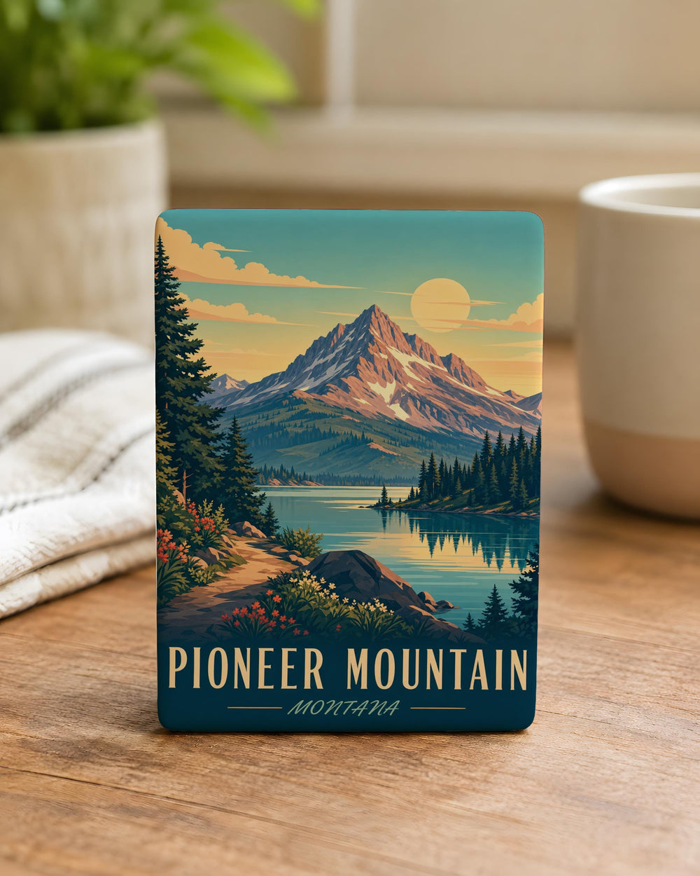 Pioneer Mountain Fridge Magnet, Mountain Landscape Souvenir Magnet, Hiking Adventure Gift, Nature Lover Kitchen Decor