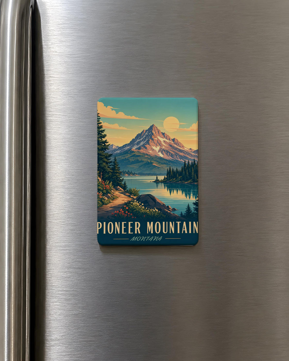 Pioneer Mountain Fridge Magnet, Mountain Landscape Souvenir Magnet, Hiking Adventure Gift, Nature Lover Kitchen Decor