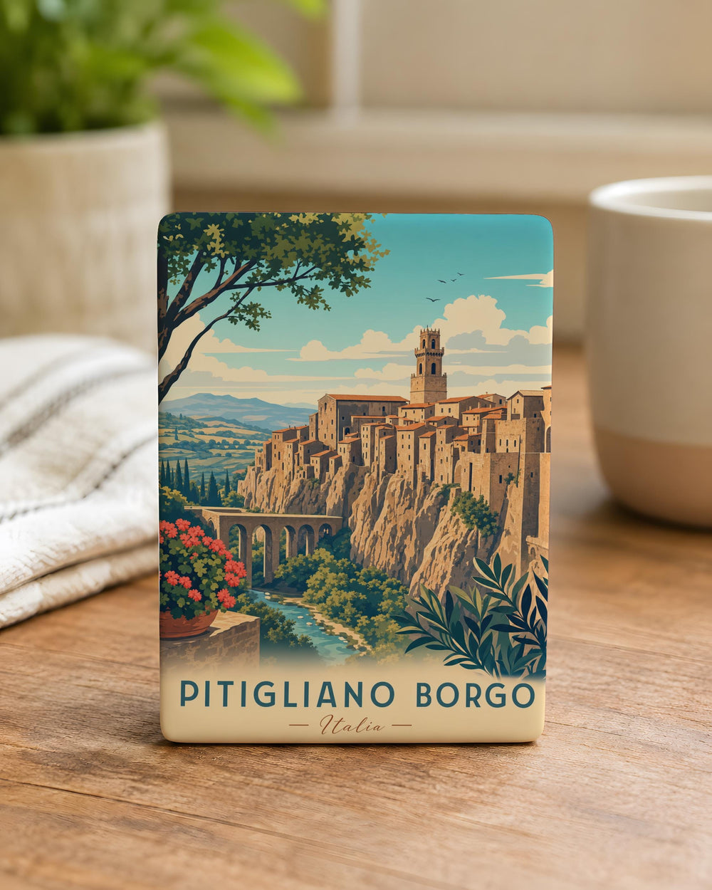 Pitigliano Borgo Italy Fridge Magnet, Tuscan Hilltown Souvenir Magnet, Pitigliano Village Travel Keepsake Magnet