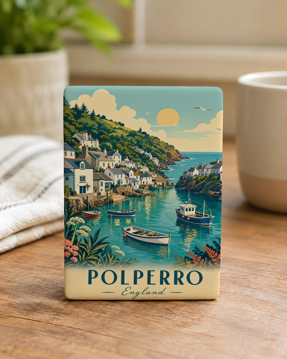 Polperro England Fridge Magnet, Polperro Cornwall Souvenir Magnet, Coastal Village Harbor Travel Gift Magnet