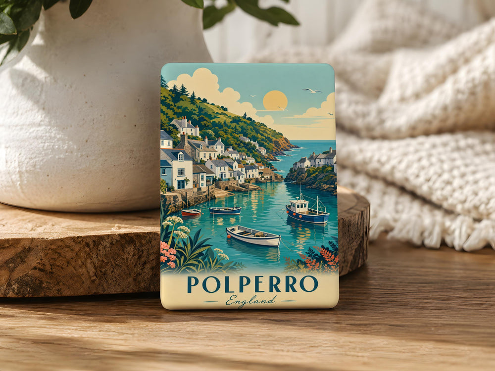 Polperro England Fridge Magnet, Polperro Cornwall Souvenir Magnet, Coastal Village Harbor Travel Gift Magnet