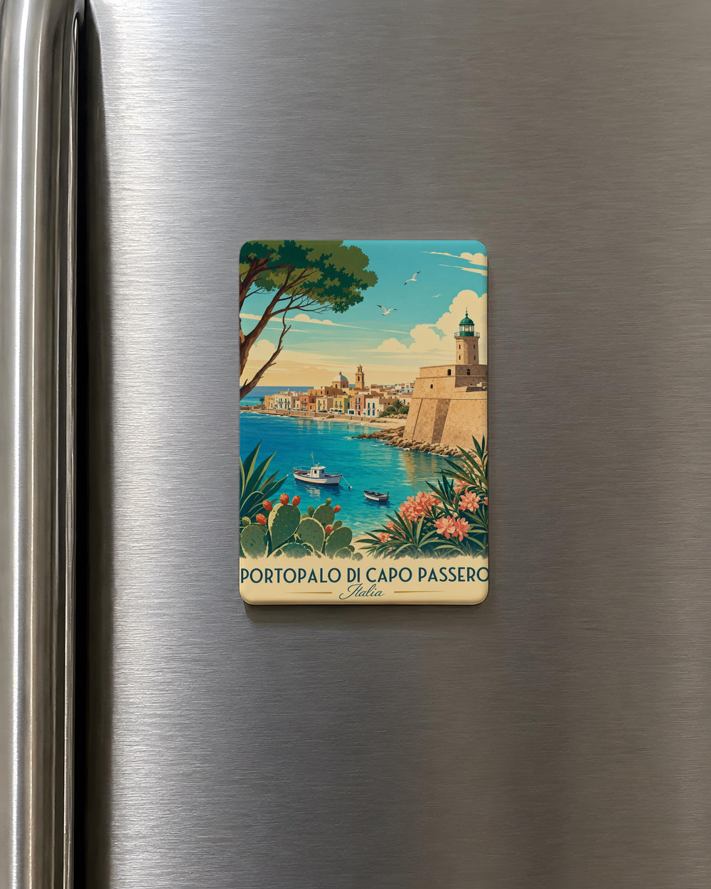 Portopalo di Capo Passero Sicily Fridge Magnet, Italian Coastal Town Souvenir Magnet, Portopalo Travel Keepsake Magnet
