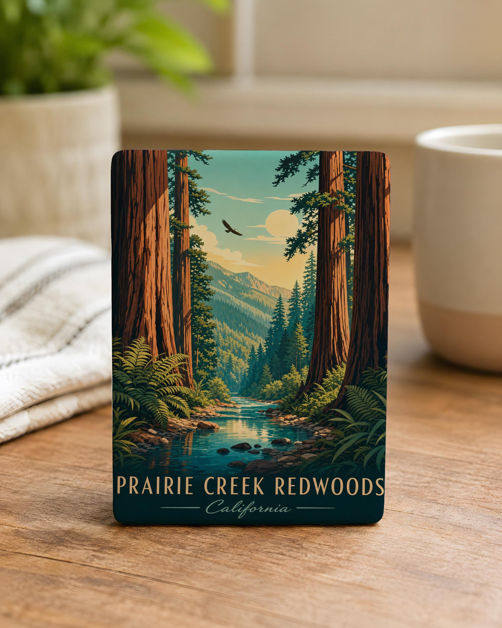 Prairie Creek Redwoods Fridge Magnet, California Redwood Forest Souvenir, National & State Parks Travel Keepsake Magnet