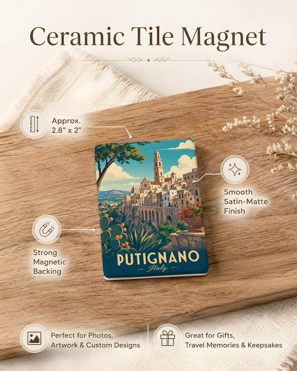 Putignano Italy Fridge Magnet, Putignano Souvenir Magnet, Puglia Travel Keepsake, Italy Vacation Gift, Italian Town Magnet