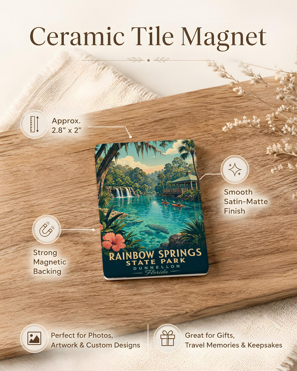 Rainbow Springs State Park Fridge Magnet, Florida Nature Souvenir, Springs and River Travel Gift, State Park Keepsake Magnet