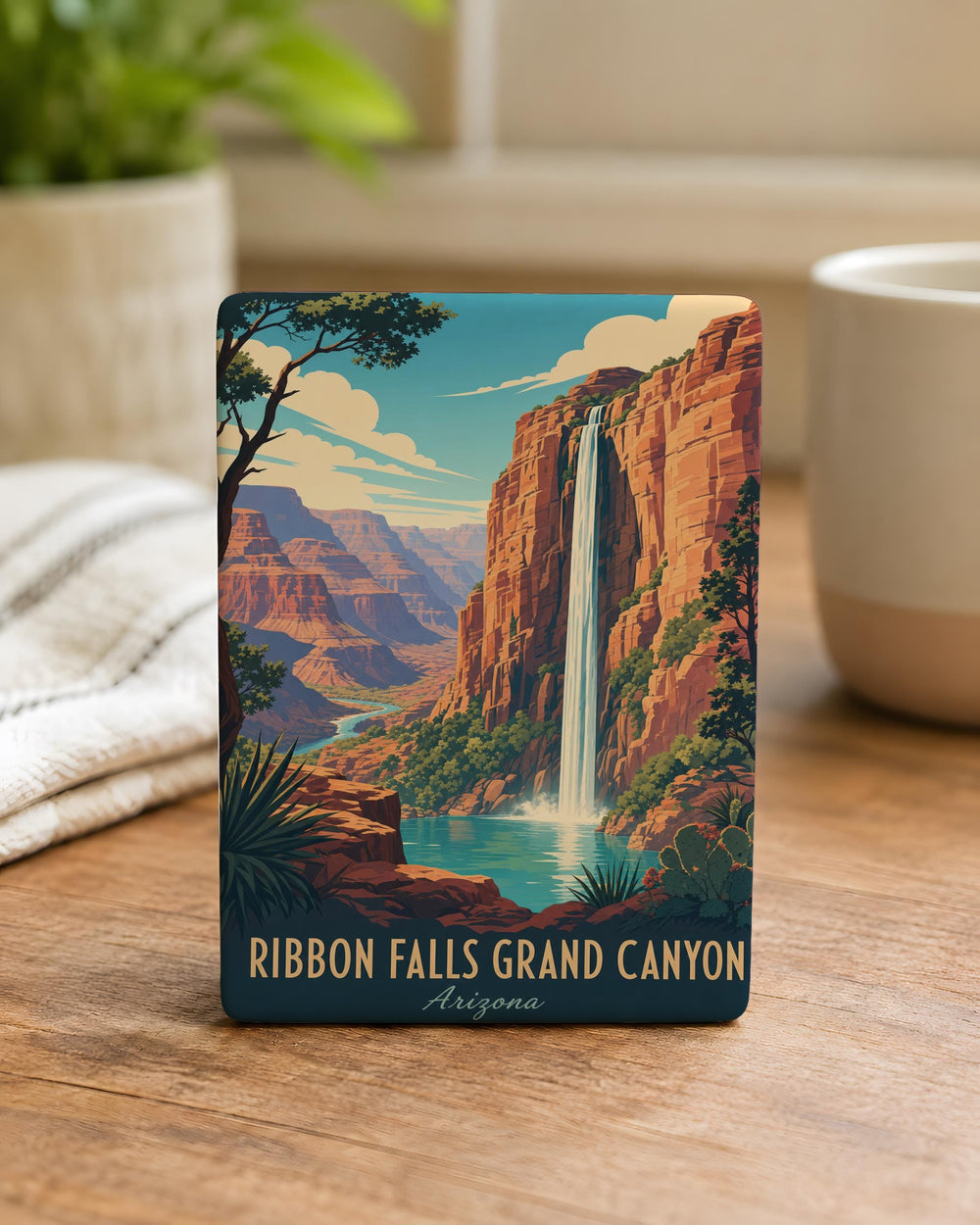 Ribbon Falls Grand Canyon Fridge Magnet, Arizona Waterfall Canyon Landscape Souvenir Magnet, National Park Travel Gift