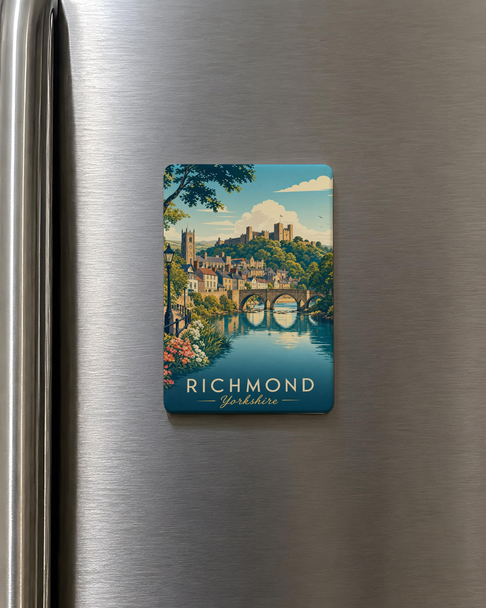Richmond Yorkshire Fridge Magnet, Richmond Castle and Market Town Souvenir Magnet, North Yorkshire England Travel Gift Magnet