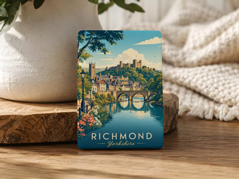 Richmond Yorkshire Fridge Magnet, Richmond Castle and Market Town Souvenir Magnet, North Yorkshire England Travel Gift Magnet