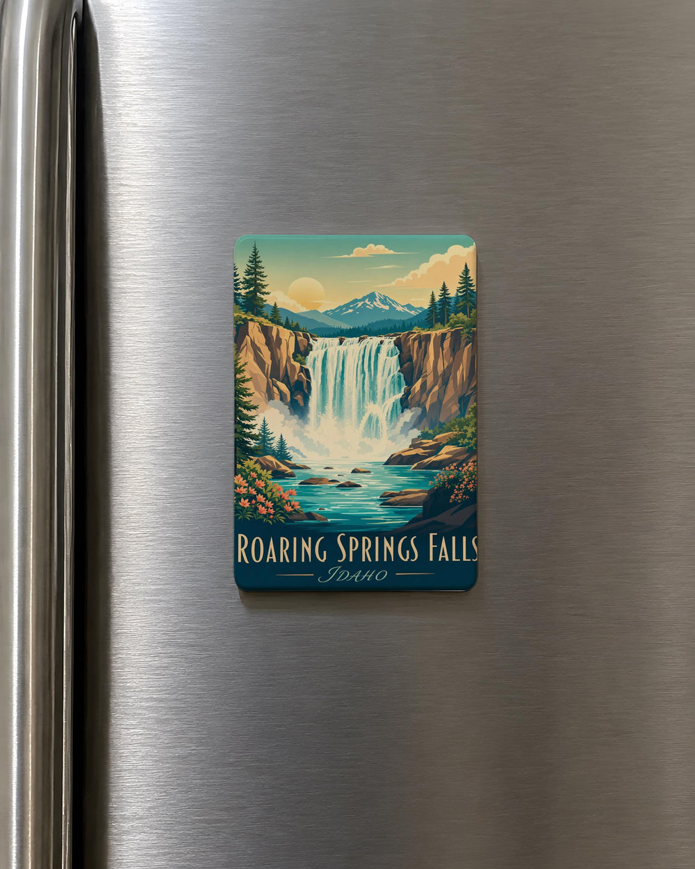 Roaring Springs Falls Fridge Magnet, Waterfall Nature Souvenir, Scenic Outdoor Travel Keepsake Magnet