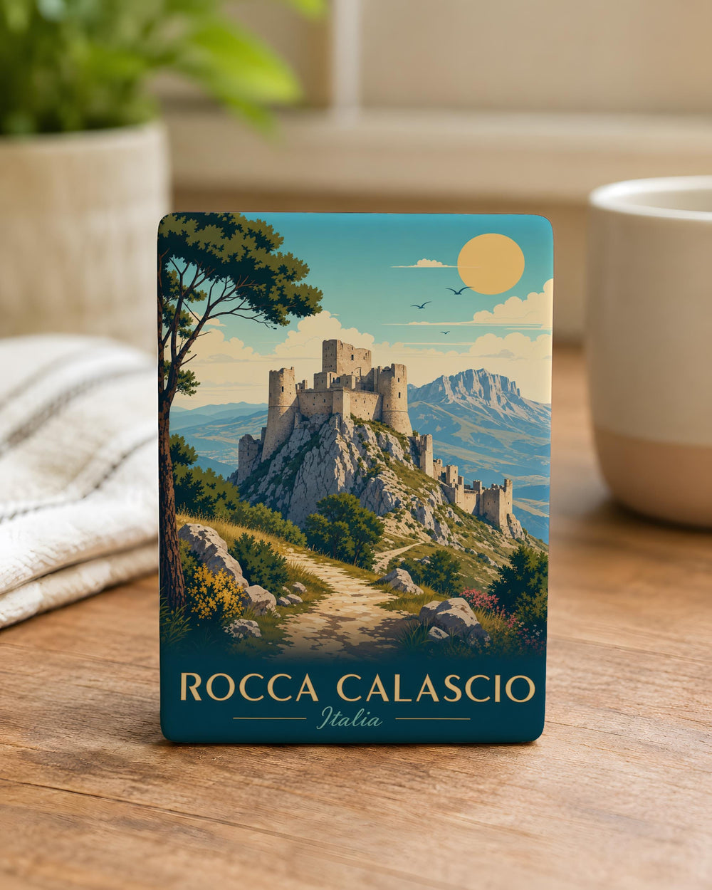 Rocca Calascio Castle Fridge Magnet, Abruzzo Italy Fortress Landmark Souvenir Magnet, Medieval Mountain Castle Travel Gift