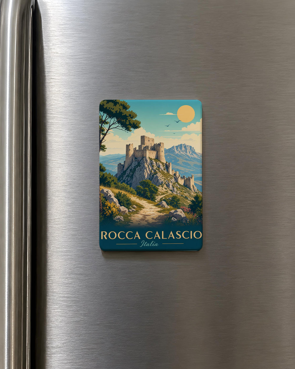 Rocca Calascio Castle Fridge Magnet, Abruzzo Italy Fortress Landmark Souvenir Magnet, Medieval Mountain Castle Travel Gift