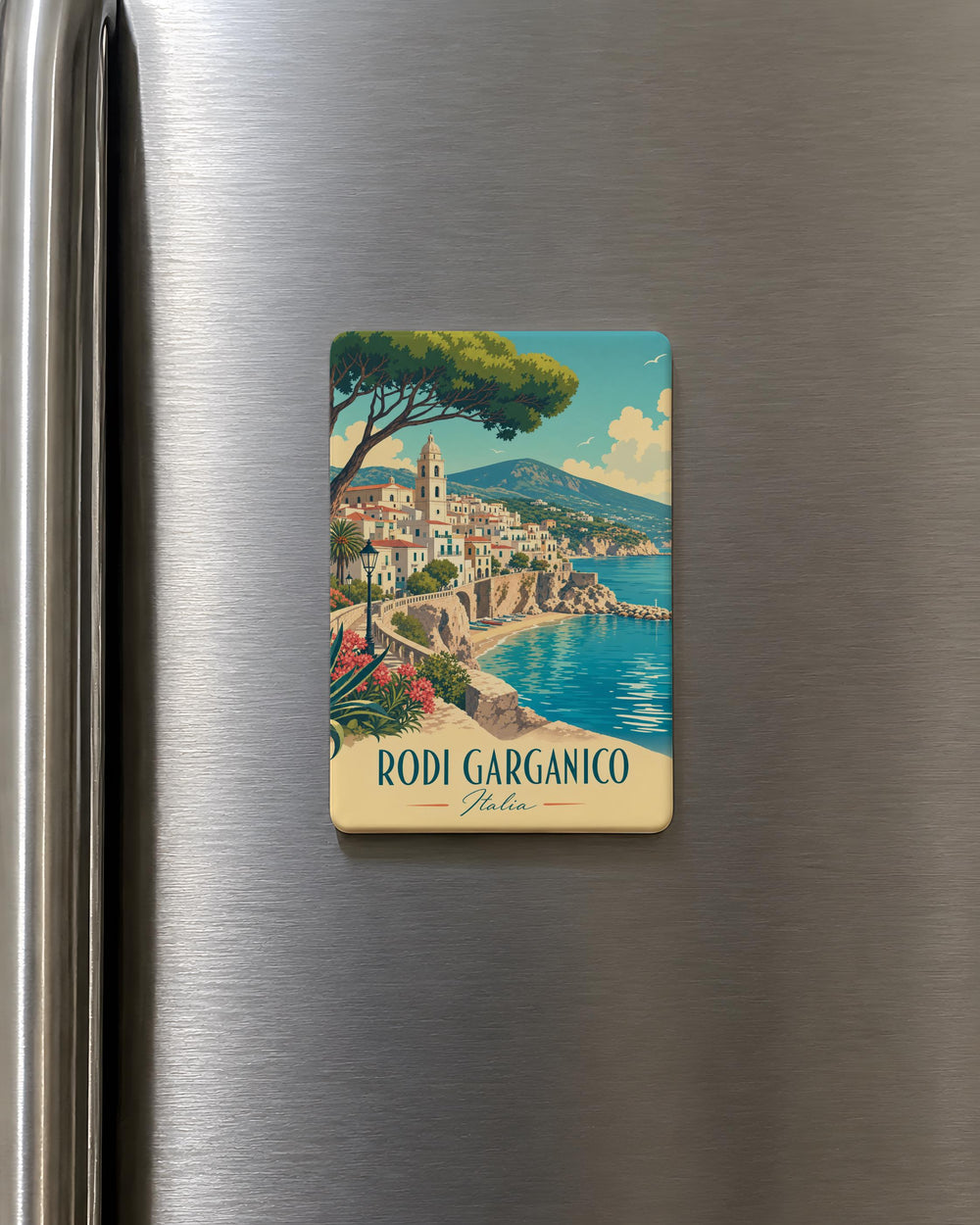 Rodi Garganico Italy Fridge Magnet, Puglia Travel Souvenir, Italian Coastal Town Keepsake, Apulia Destination Magnet
