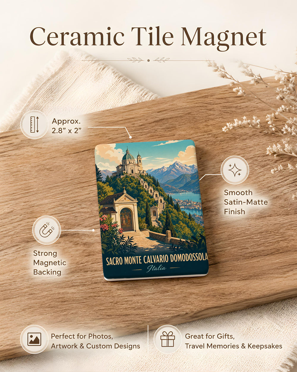 Sacro Monte Calvario Domodossola Italy Fridge Magnet, Sacred Mountain Shrine Pilgrimage Landmark Souvenir Magnet