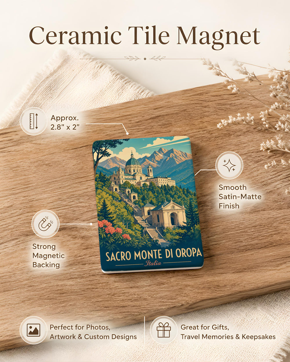 Sacro Monte di Oropa Fridge Magnet, Oropa Sanctuary Italy Souvenir Magnet, Piedmont Pilgrimage Site Refrigerator Magnet