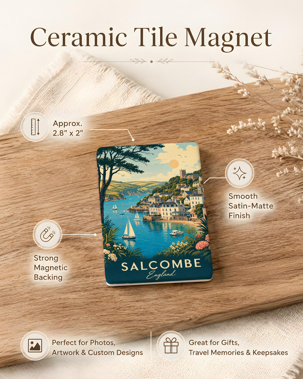 Salcombe England Fridge Magnet, Salcombe Devon Souvenir Magnet, Coastal Town Travel Keepsake, UK Seaside Gift