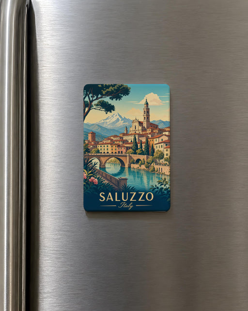 Saluzzo Italy Fridge Magnet, Saluzzo Piemonte Souvenir, Italian Travel Keepsake, Italy City Landmark Refrigerator Magnet