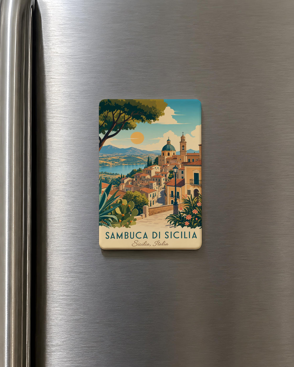 Sambuca di Sicilia Fridge Magnet, Sicily Italy Town Souvenir Magnet, Italian Travel Keepsake Kitchen Magnet