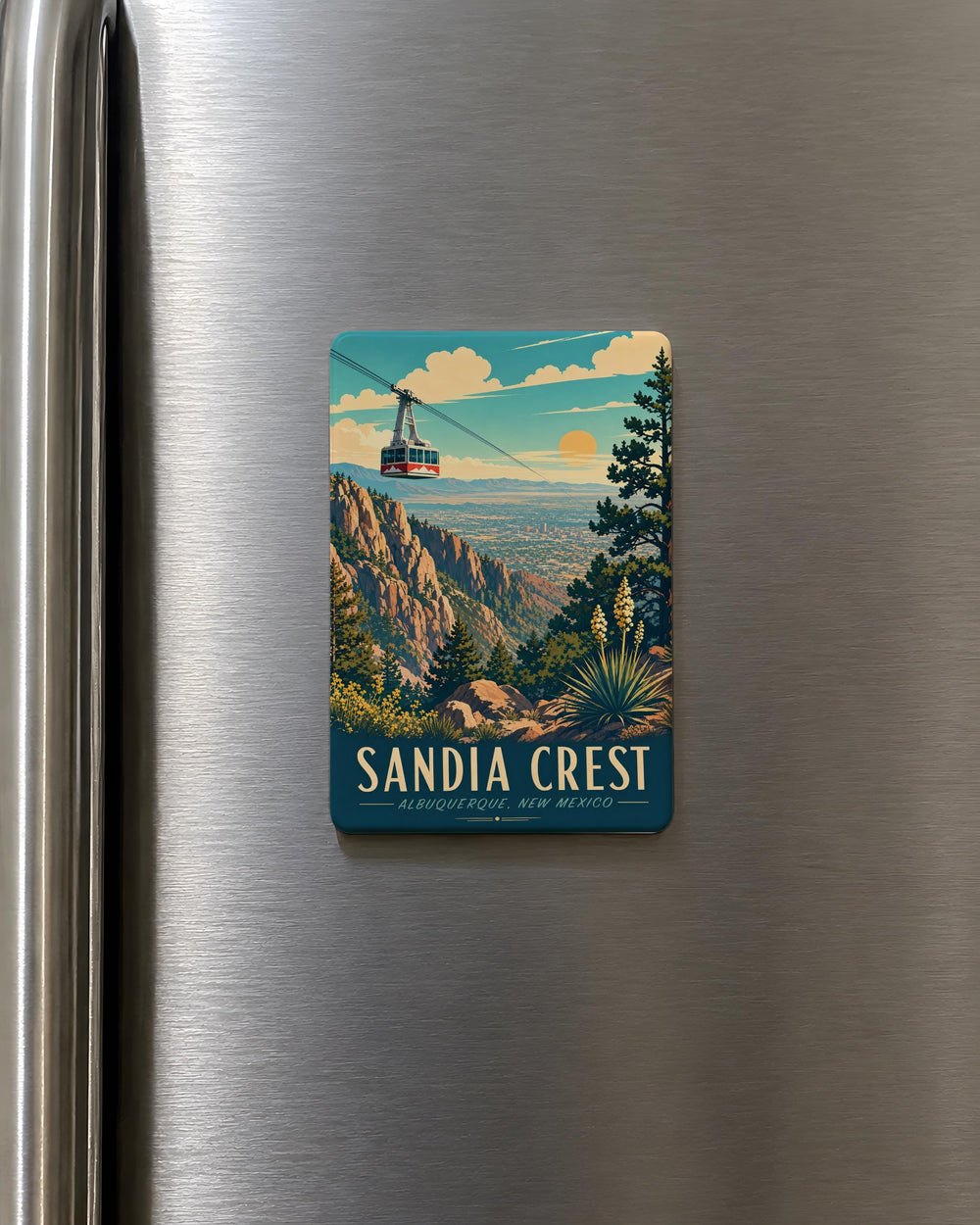 Sandia Crest Fridge Magnet, Albuquerque New Mexico Mountain Landmark Souvenir, Sandia Mountains Travel Keepsake Magnet