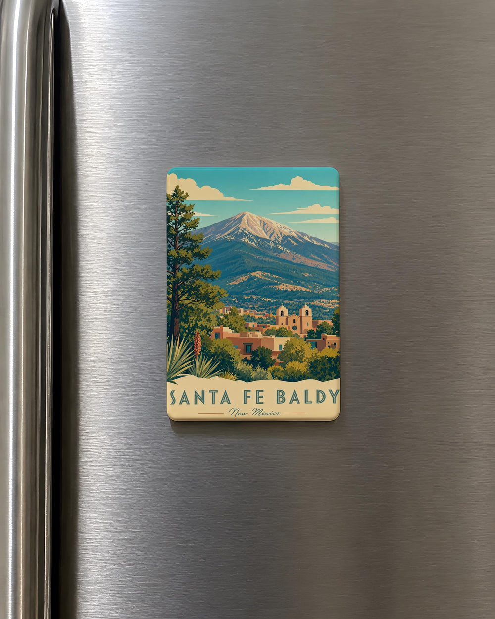 Santa Fe Baldy Fridge Magnet, New Mexico Mountain Peak Souvenir Magnet, Santa Fe Ski Area Gift, Southwestern Travel Keepsake