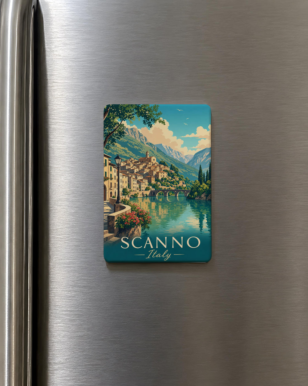 Scanno Italy Fridge Magnet, Scanno Abruzzo Travel Souvenir, Lake Scanno Mountain Village Italy Magnet, Italian Town Keepsake