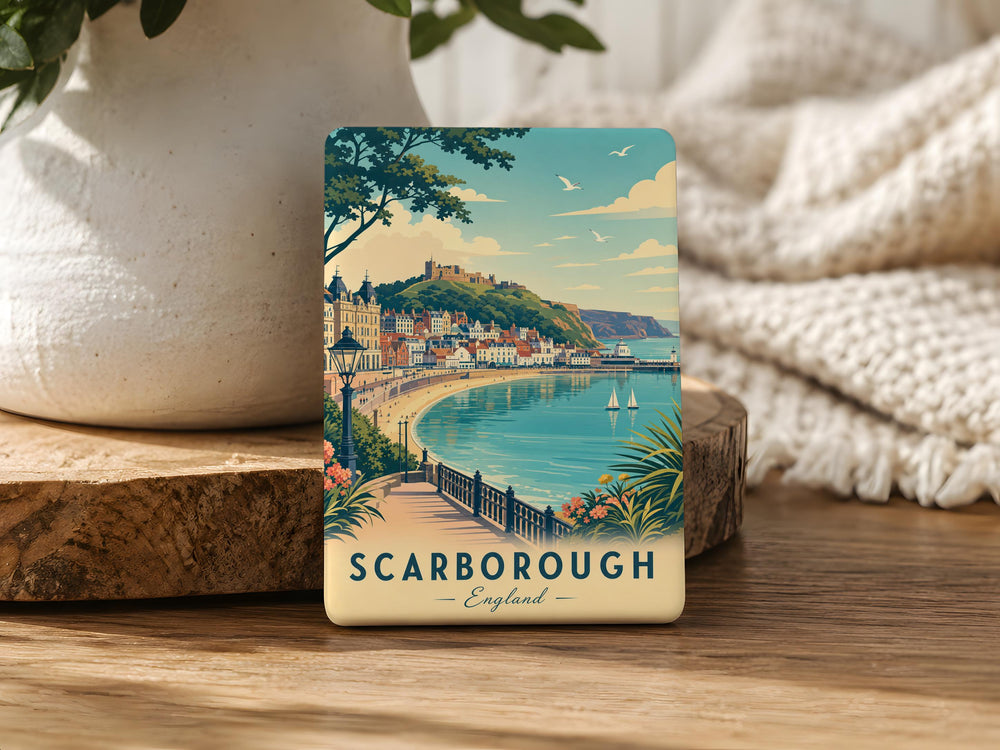 Scarborough England Fridge Magnet, Scarborough Seaside Souvenir, Yorkshire Coast Travel Keepsake, UK Vacation Gift Magnet