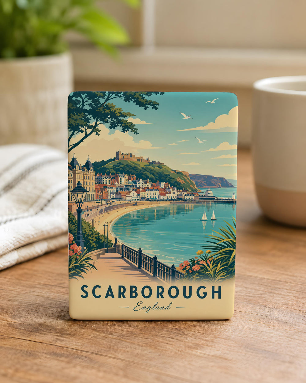 Scarborough England Fridge Magnet, Scarborough Seaside Souvenir, Yorkshire Coast Travel Keepsake, UK Vacation Gift Magnet