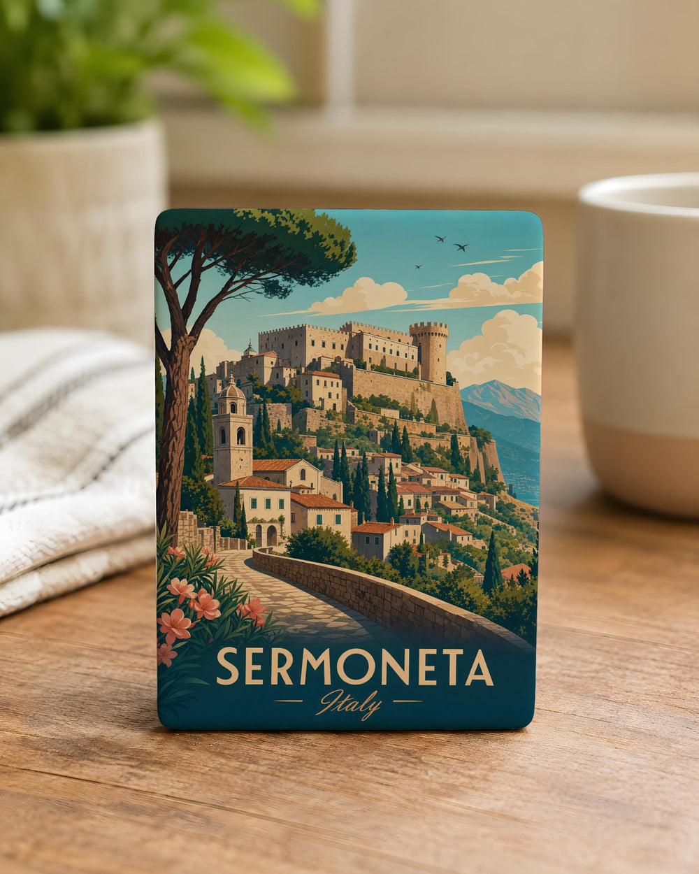 Sermoneta Italy Fridge Magnet, Sermoneta Travel Souvenir Magnet, Italian Village Landmark Keepsake Magnet, Lazio Italy Gift