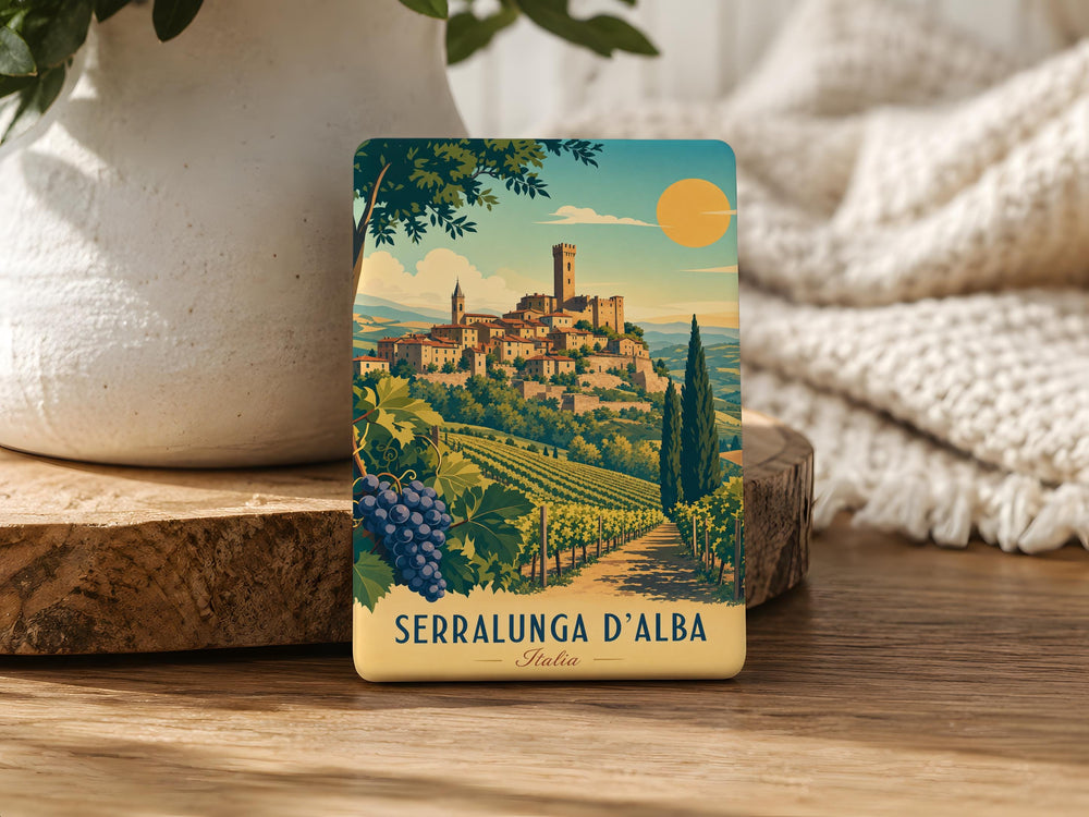 Serralunga d’Alba Fridge Magnet, Italy Travel Souvenir, Piedmont Landmark Keepsake Magnet, Serralunga d’Alba Gift