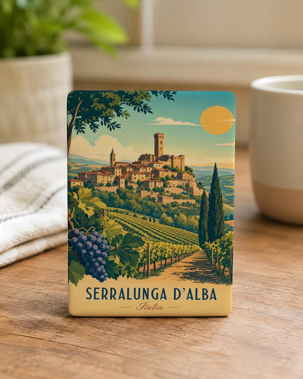 Serralunga d’Alba Fridge Magnet, Italy Travel Souvenir, Piedmont Landmark Keepsake Magnet, Serralunga d’Alba Gift