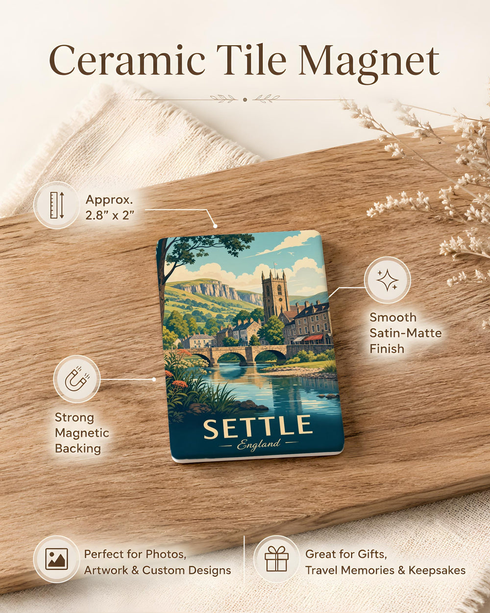 Settle England Fridge Magnet, Settle Yorkshire Travel Souvenir Magnet, Settle UK Town Landmark Keepsake Magnet