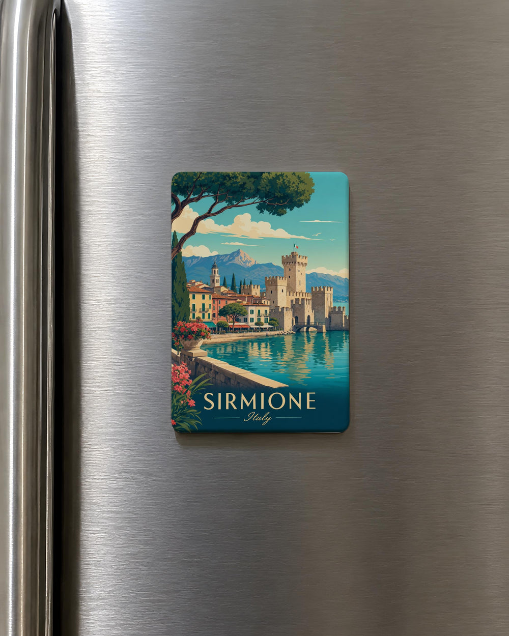 Sirmione Town Fridge Magnet, Lake Garda Italy Souvenir Magnet, Sirmione Travel Gift, Italian Town Keepsake Magnet