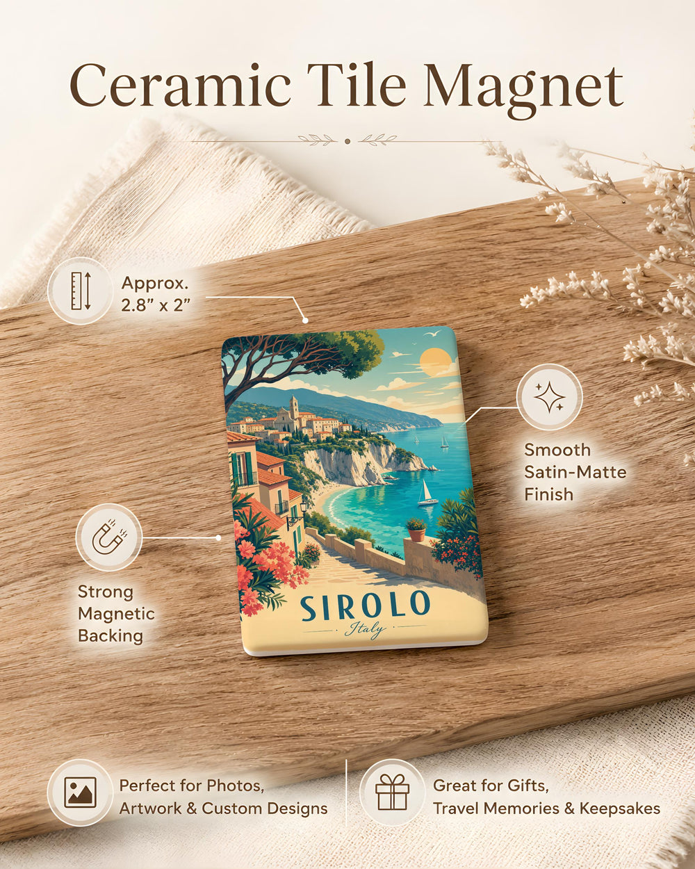Sirolo Italy Fridge Magnet, Sirolo Travel Souvenir, Italian Riviera Landmark Magnet, Marche Italy Gift, Coastal Italy Keepsake Magnet