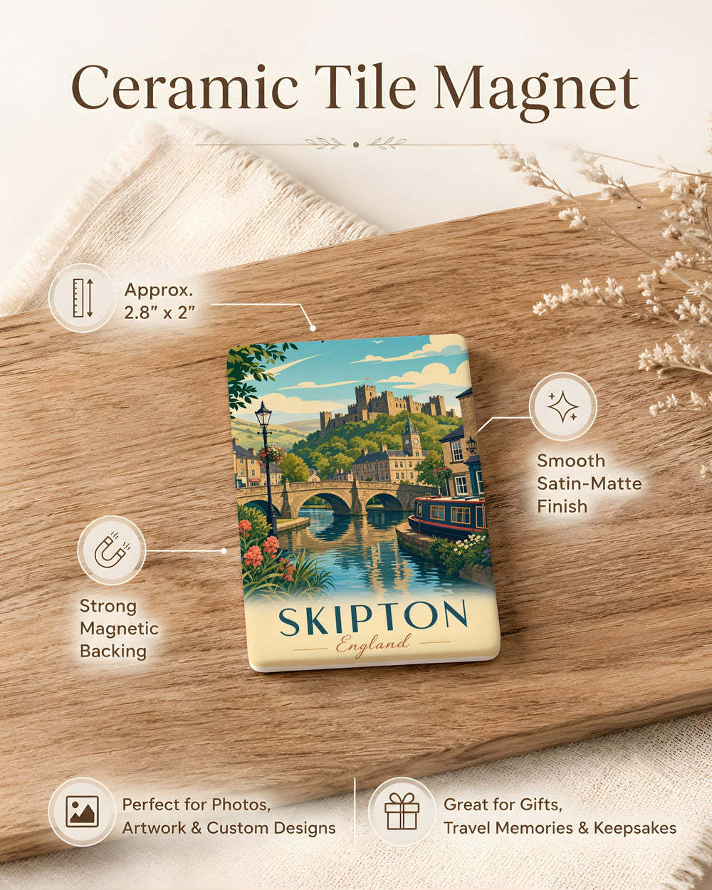 Skipton England Fridge Magnet, Skipton Yorkshire Souvenir Magnet, Skipton UK Travel Gift, English Town Keepsake Magnet