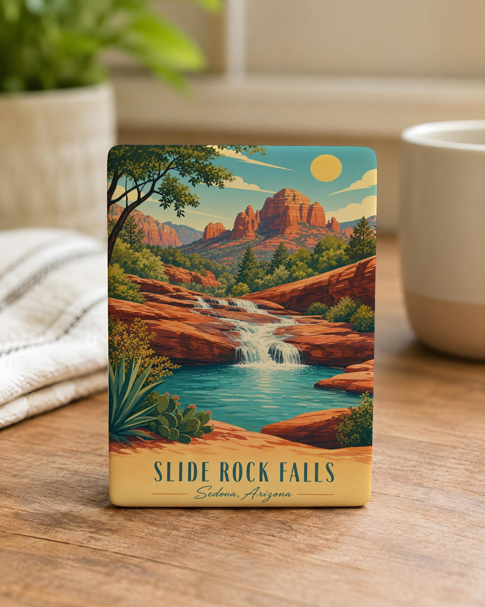 Slide Rock Falls Fridge Magnet, Sedona Arizona Waterfall Souvenir, Oak Creek Canyon Travel Keepsake, Nature Landmark Magnet
