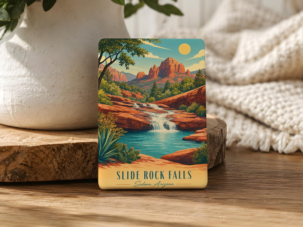 Slide Rock Falls Fridge Magnet, Sedona Arizona Waterfall Souvenir, Oak Creek Canyon Travel Keepsake, Nature Landmark Magnet