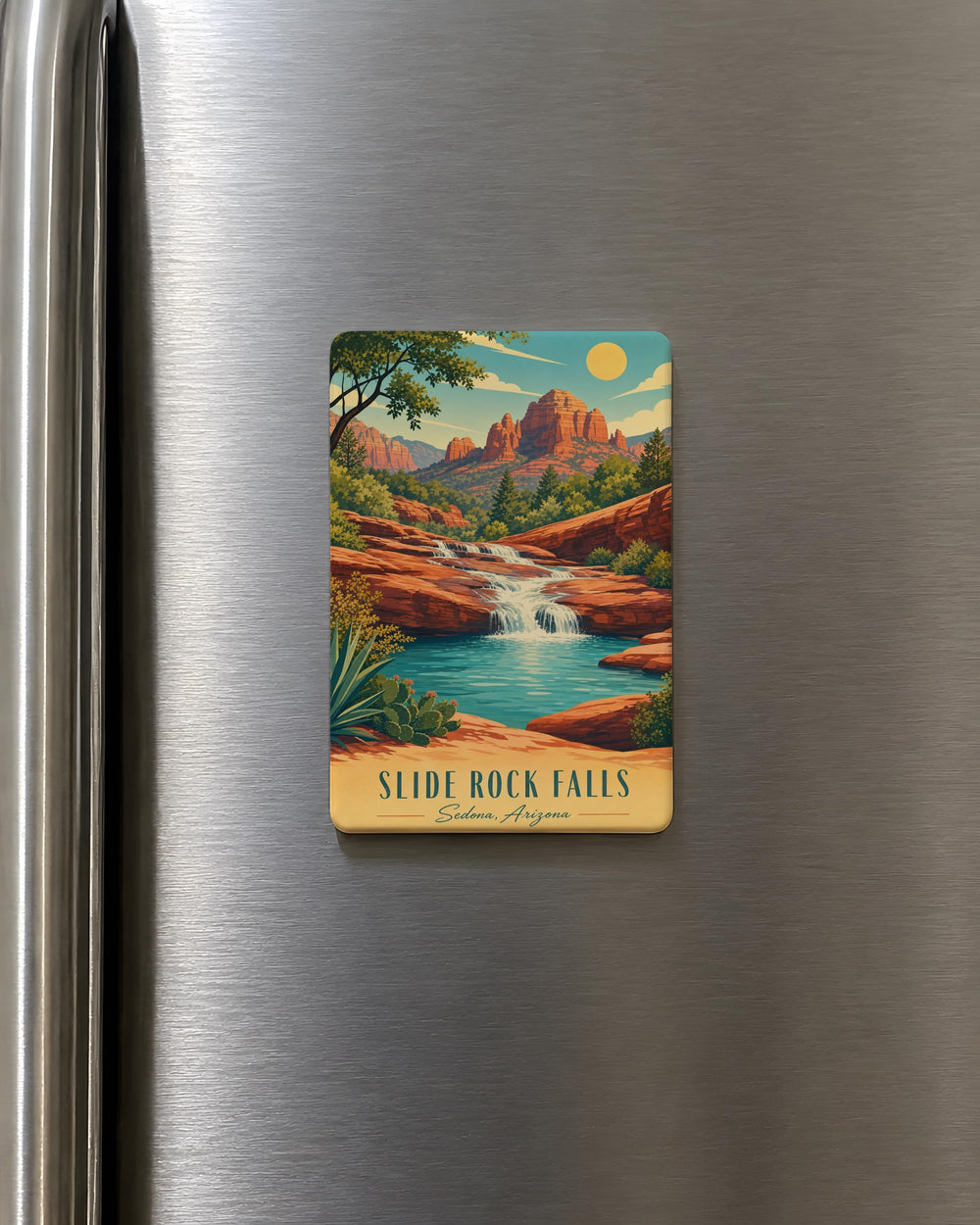 Slide Rock Falls Fridge Magnet, Sedona Arizona Waterfall Souvenir, Oak Creek Canyon Travel Keepsake, Nature Landmark Magnet