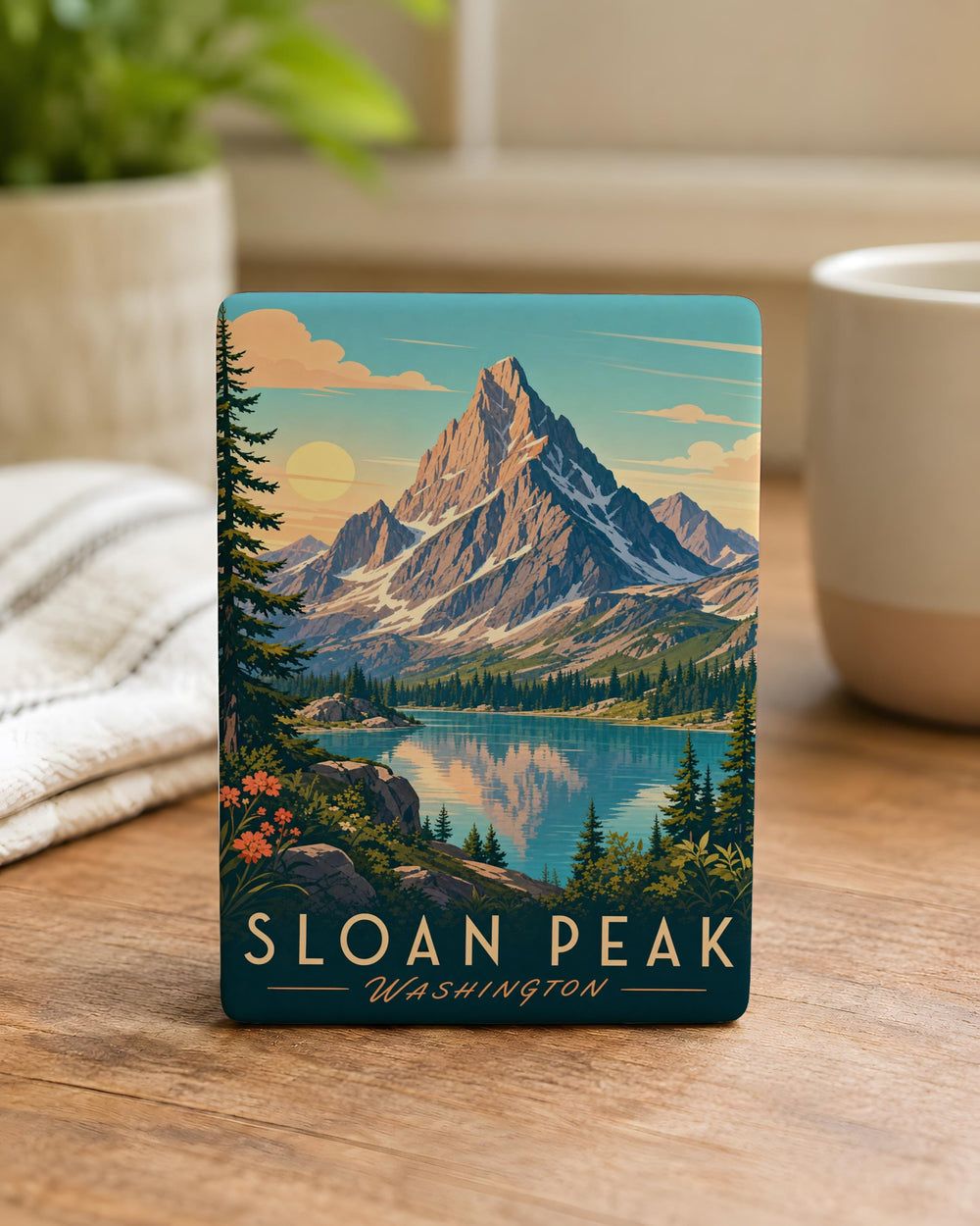 Sloan Peak Mountain Fridge Magnet, Washington Cascade Range Souvenir Magnet, Hiking and Nature Travel Keepsake Magnet
