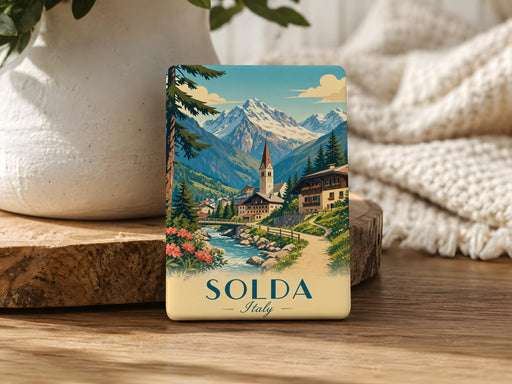 Solda Italy Fridge Magnet, Solda Village Souvenir Magnet, South Tyrol Travel Gift, Italian Alps Mountain Town Magnet